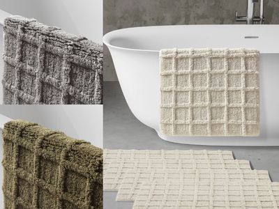 Plush Bath Rug: Linen, Grey, Olive