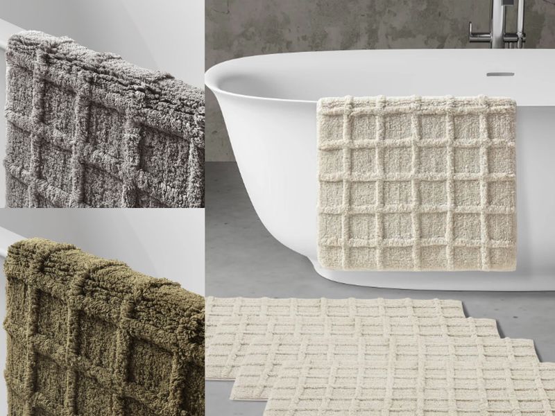 Plush Bath Rug: Linen, Grey, Olive
