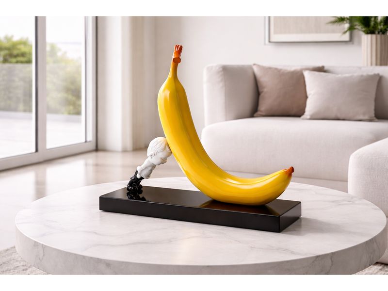 Pop Banana Sculpture,  Yellow &amp; White