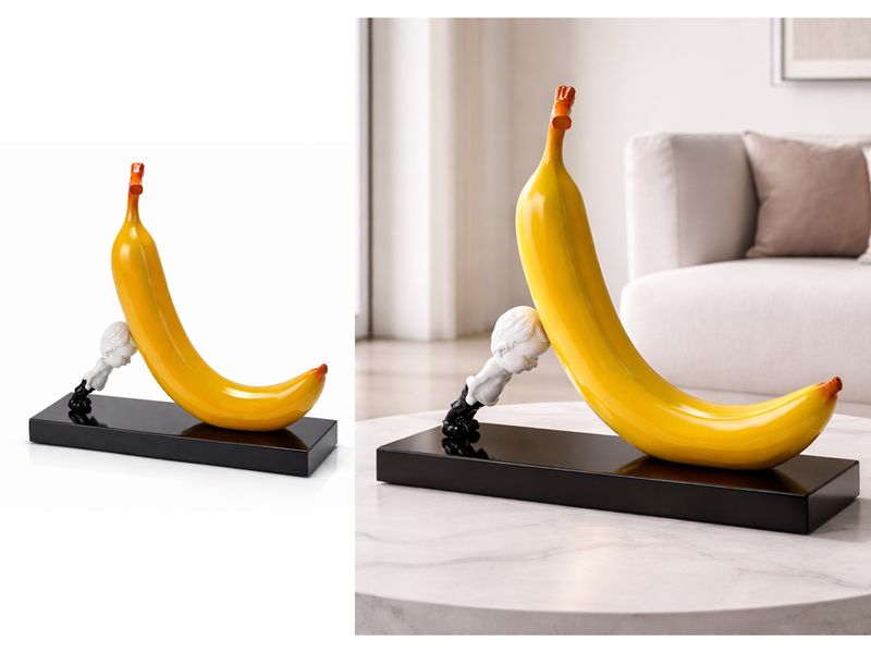 Pop Banana Sculpture,  Yellow &amp; White