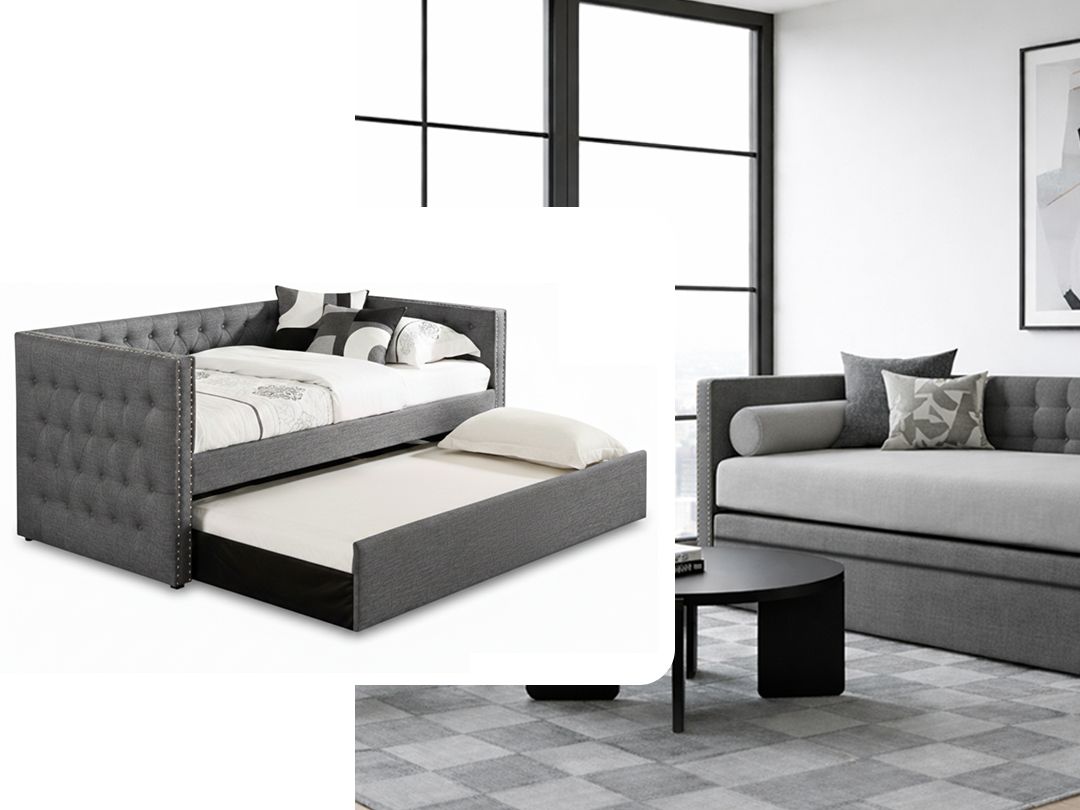 US$1,647 .00, Now: US$1,127.00, Tufted Daybed, Grey