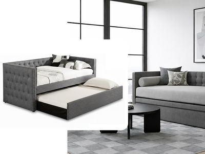 US$1,647 .00, Now: US$1,127.00, Tufted Daybed, Grey