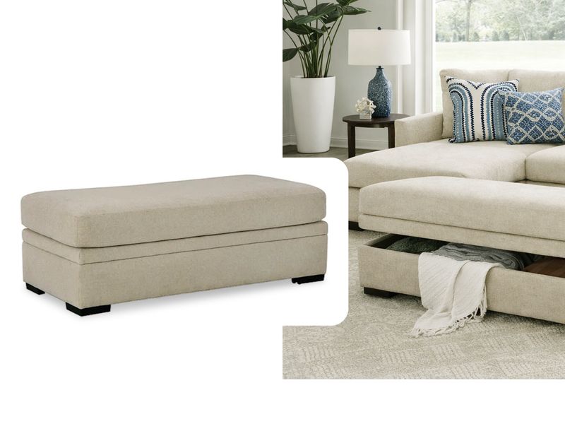 Storage Ottoman, Beige