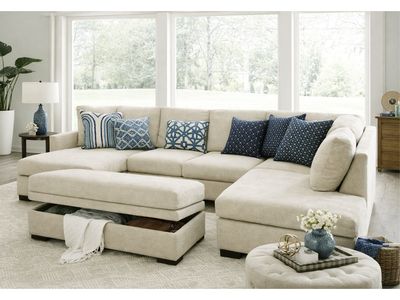 Storage Ottoman, Beige