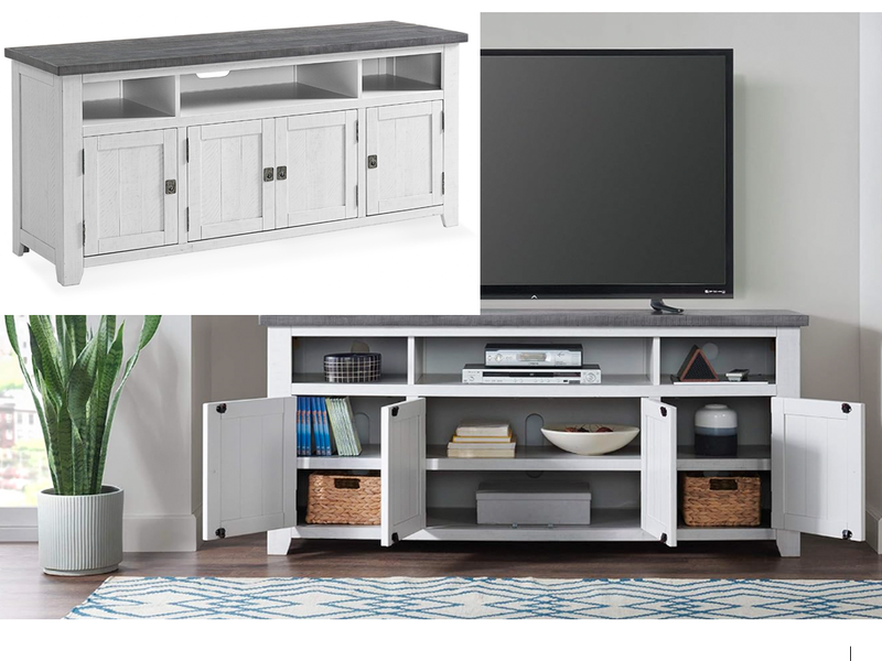 Classical 4 Door TV/Entertainment Stand/Console, White