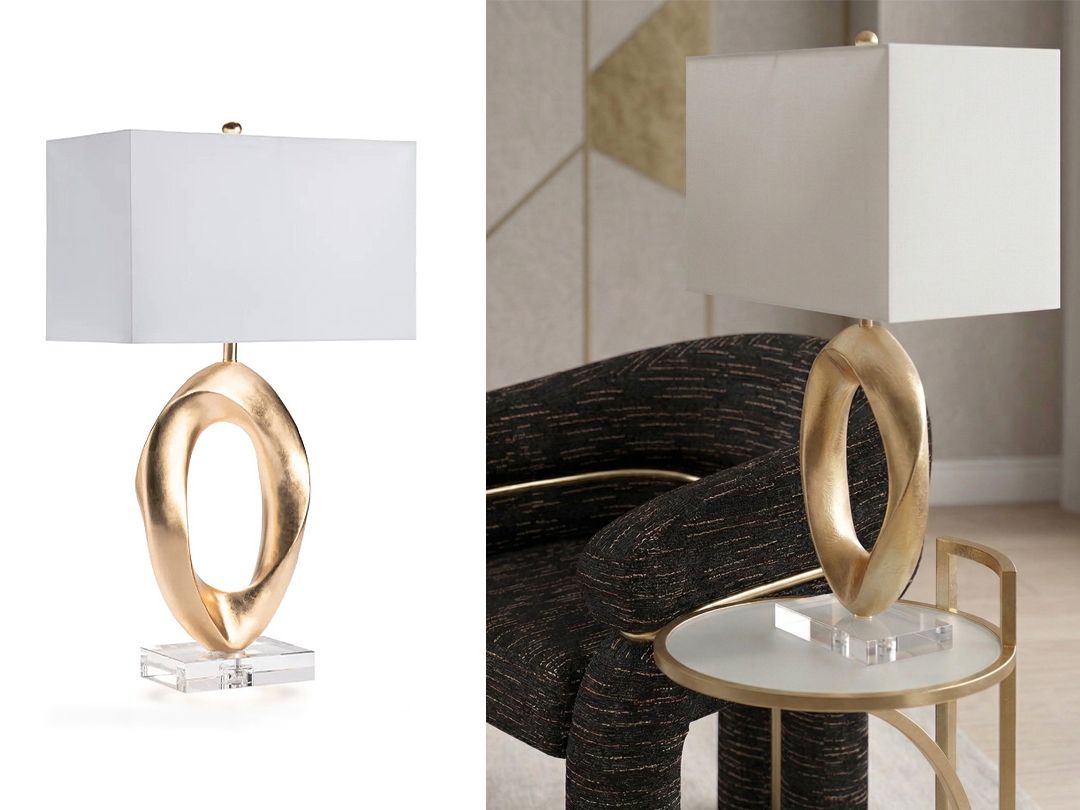 Gold Freeform Leaf Table Lamp