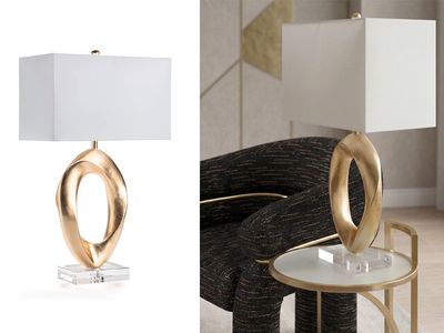 Gold Freeform Leaf Table Lamp
