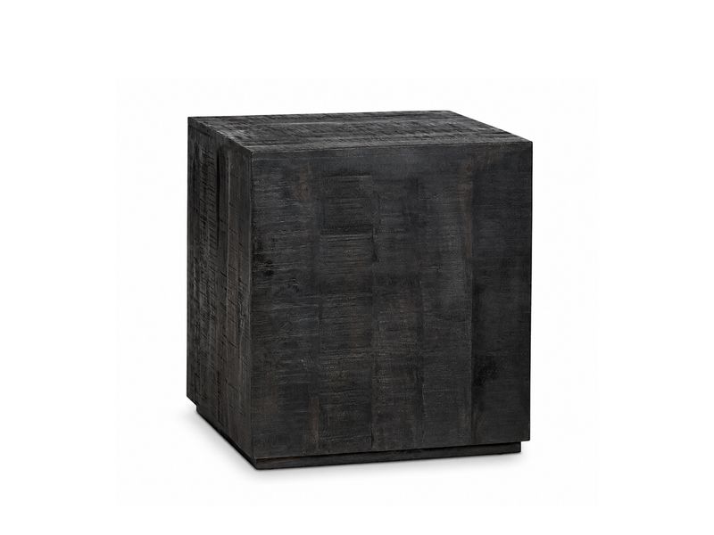 Cubic Mango Wood End Table, Dark Brown Finish