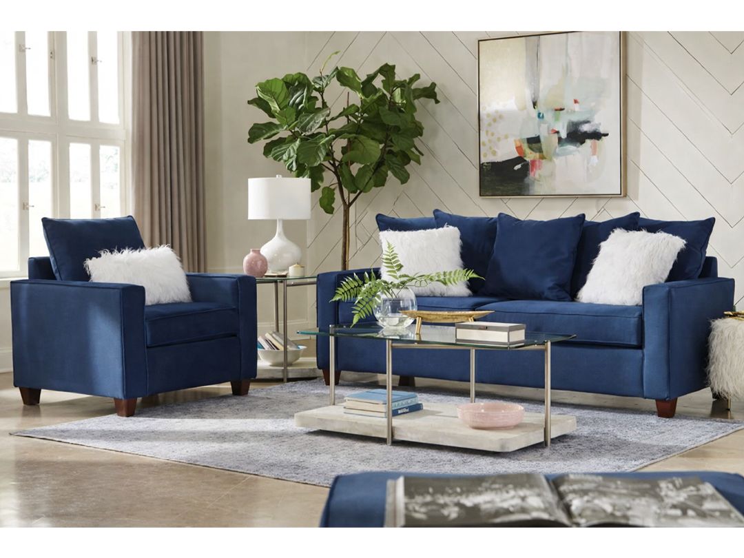Indigo Living Room Sofa Set, Blue