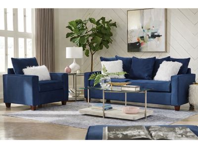 Indigo Living Room Sofa Set, Blue