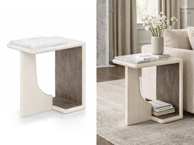 Chairside Accent Table, White