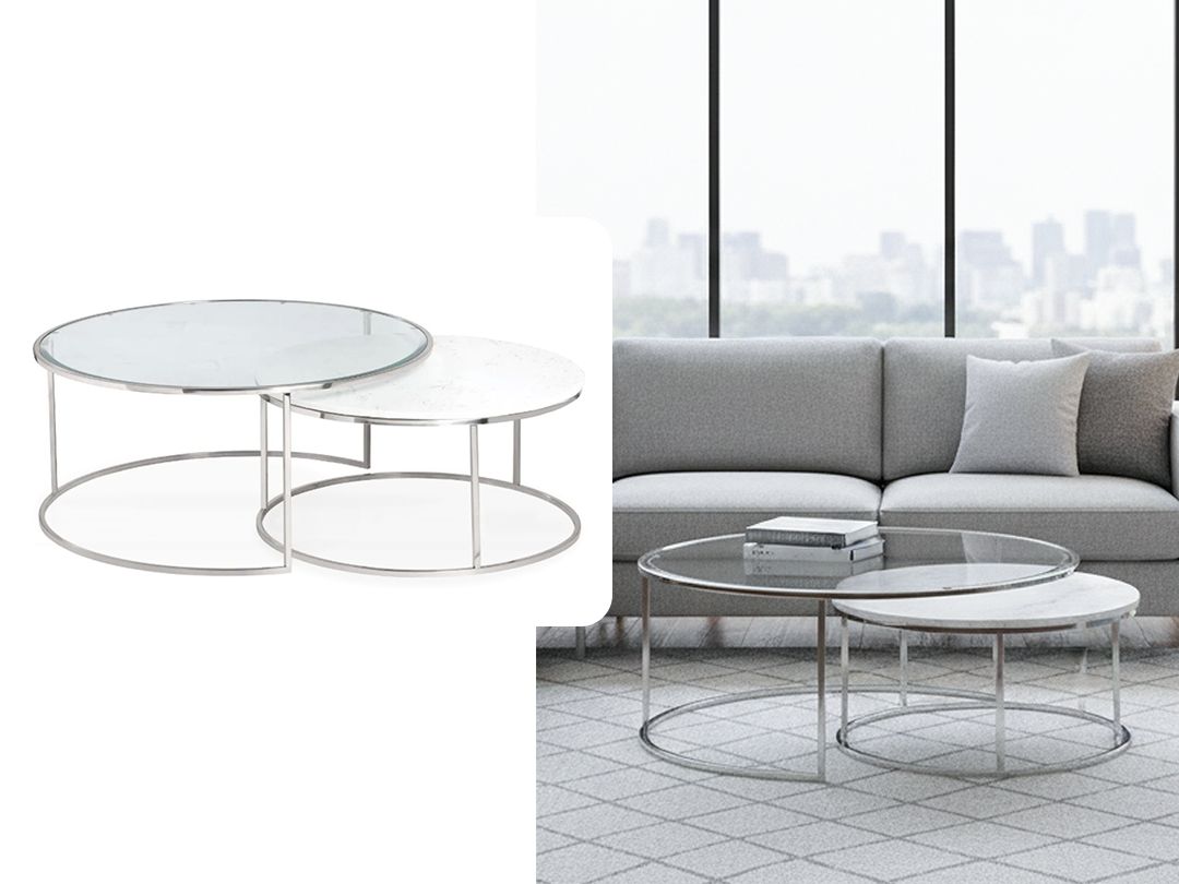 Round Metallic Nested Cocktail/Coffee Tables