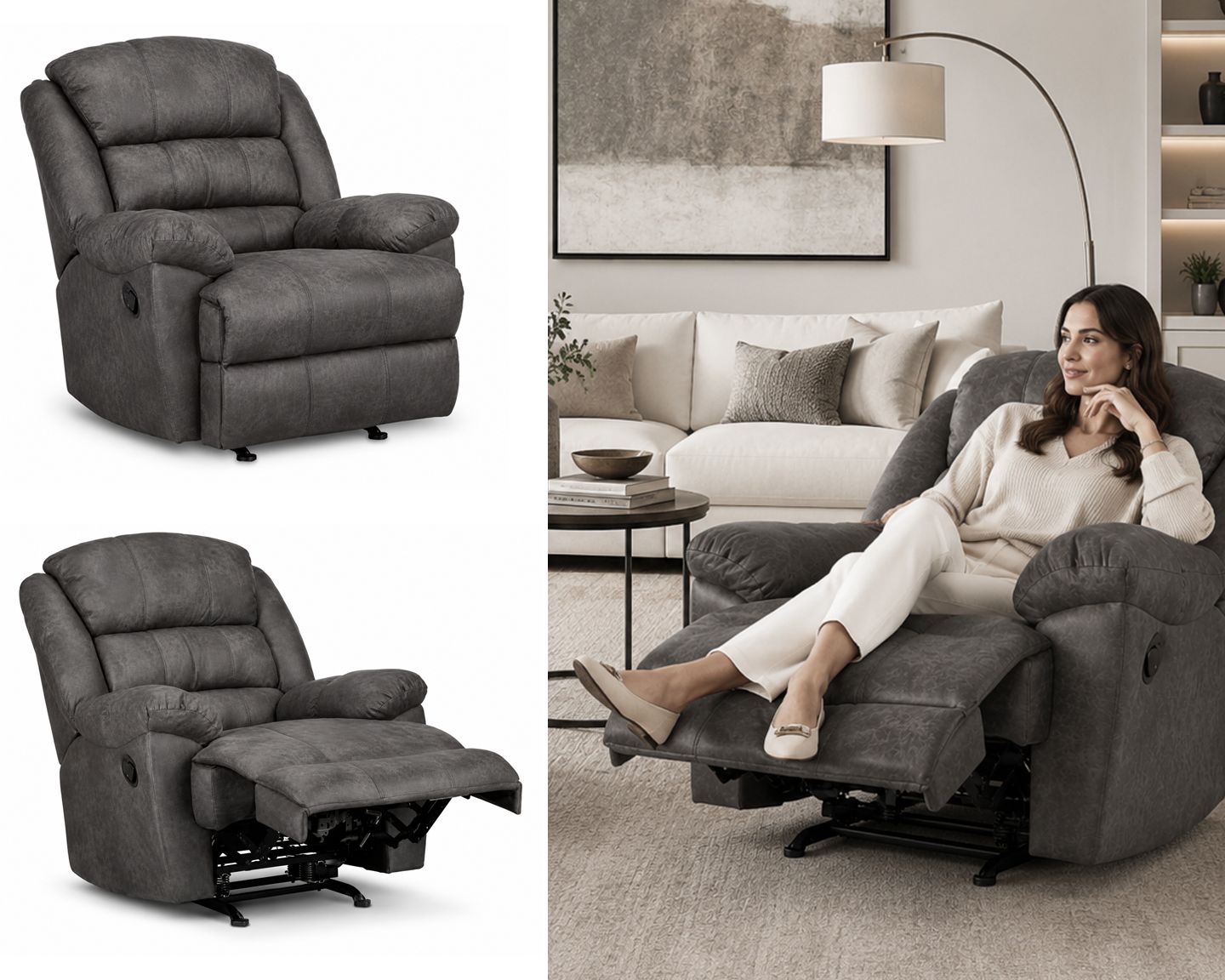 Manual Rocker Recliner, Brown
