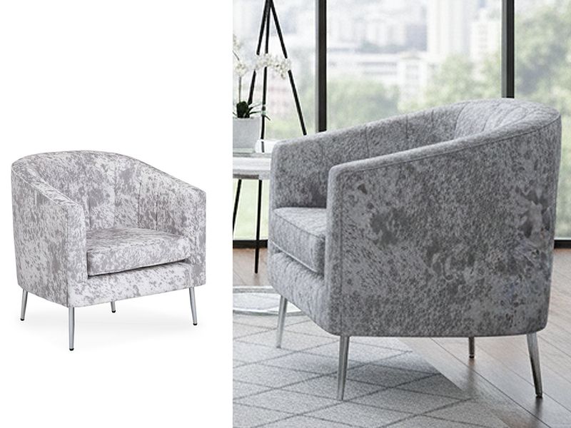 Mid-Century Grey Accent Chair, Grey &amp; White