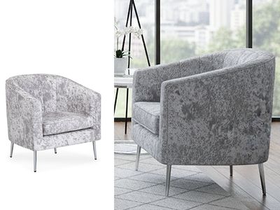 Mid-Century Grey Accent Chair, Grey &amp; White