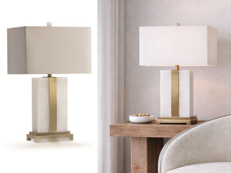 Marble Alabaster Table Lamp, White
