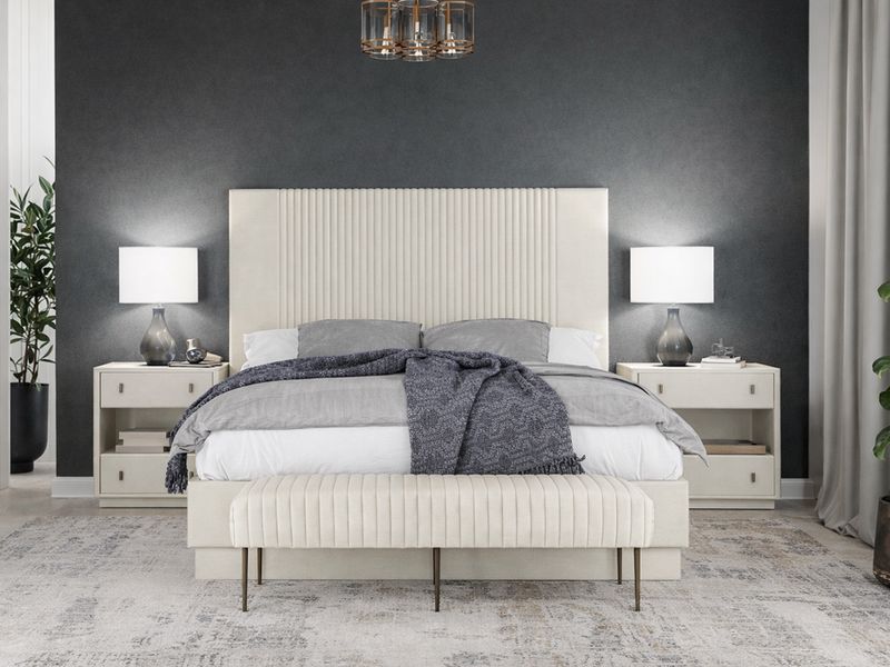 Centre Stage King Cream Upholstered Bedroom Set