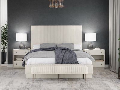 Centre Stage King Cream Upholstered Bedroom Set