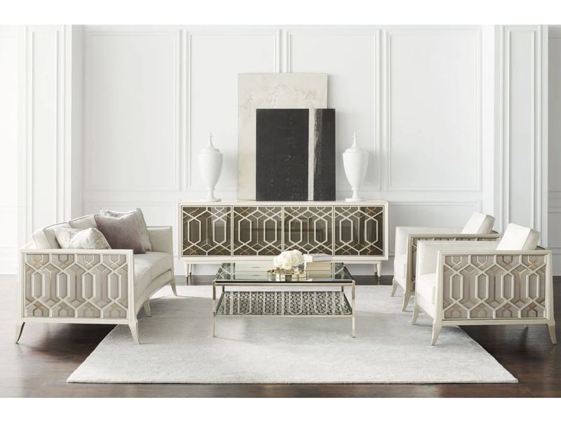 Champagne Lattice Console/TV Entertainment Stand