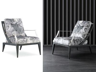 Graphite Curve Accent Chair, Grey and White