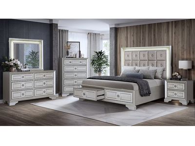 Regal Lumière King Bedroom Set, Silver Paint