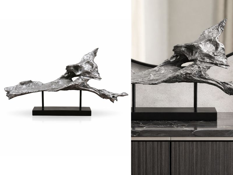 Silver Crest Organic Metallic Silver Sculpture