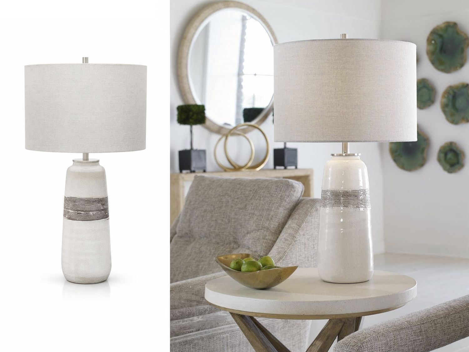 Urban Glaze Table Lamp, White &amp; Grey