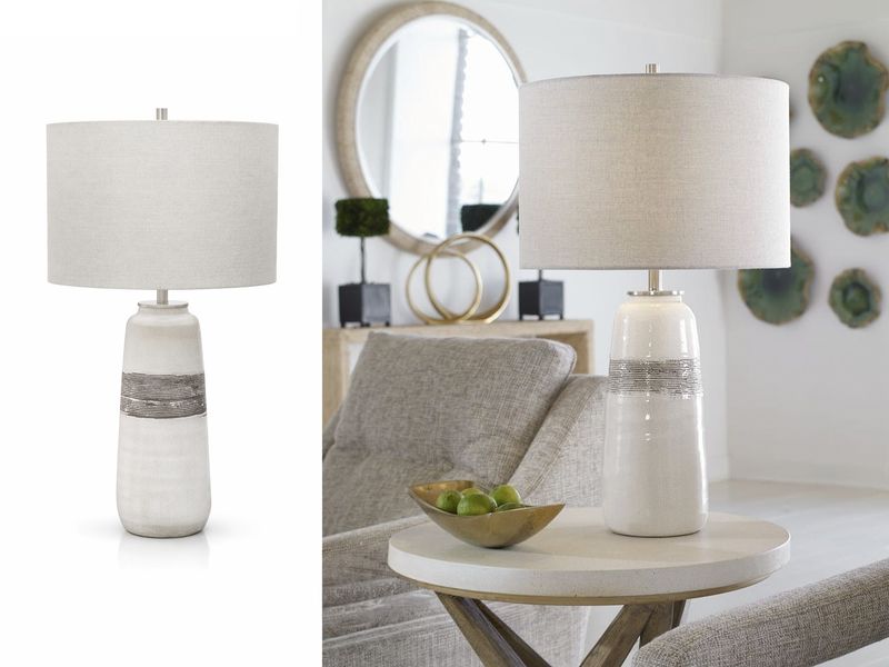 Urban Glaze Table Lamp, White &amp; Grey