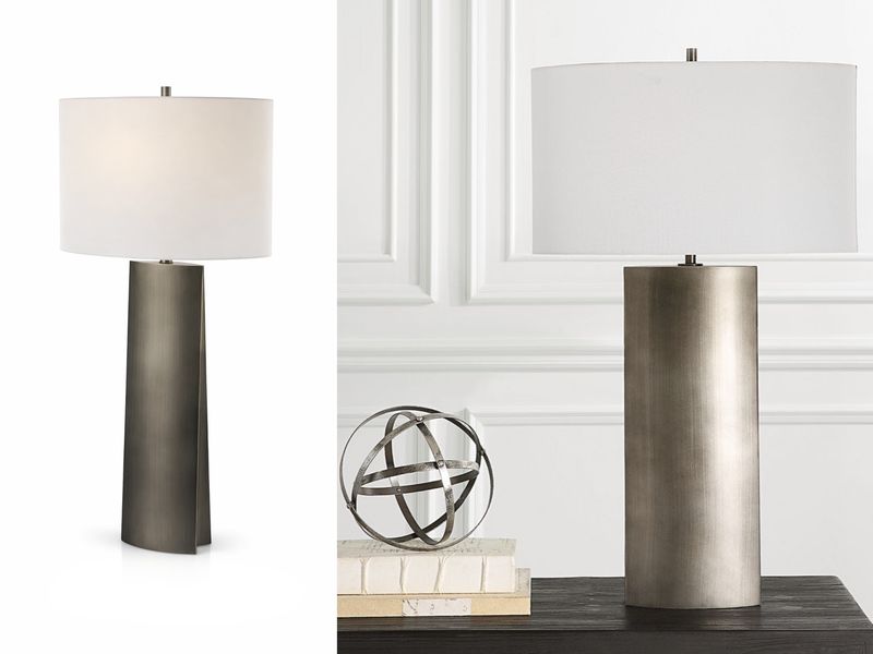 Steel Grove Contemporary Table Lamp, Bronze, Grey Tones