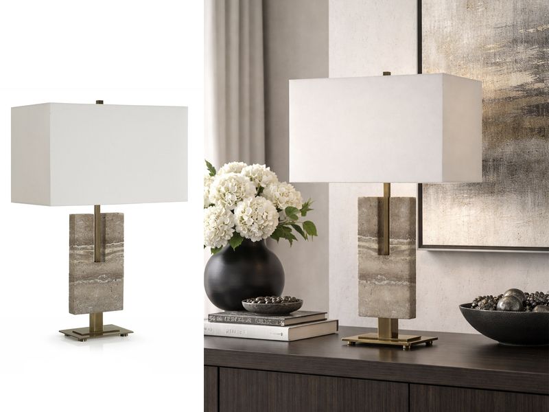 Brass Quarry Stone Natural Table Lamp