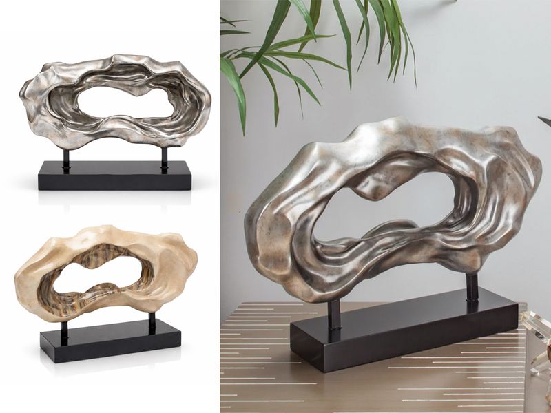 Molten Form Hollow Sculpture, Silver, Beige