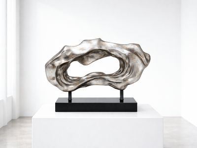 Molten Form Hollow Sculpture, Silver, Beige