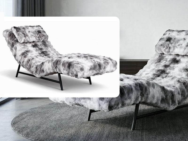 Chic Fur Drift Lounger/Chaise, Black, White
