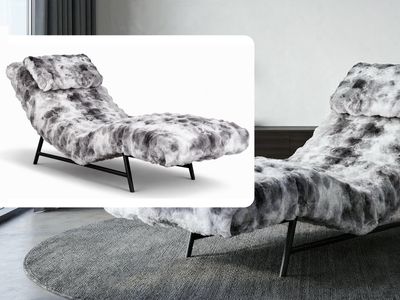 Chic Fur Drift Lounger/Chaise, Black, White