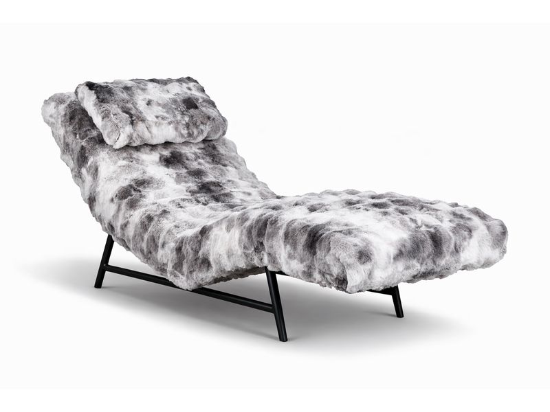Chic Fur Drift Lounger/Chaise, Black, White