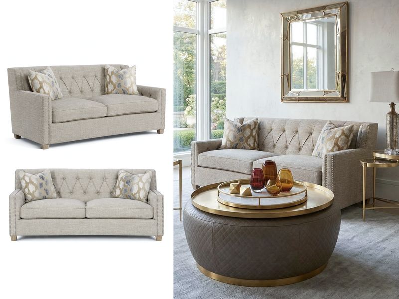 Heritage Nailhead Sofa, Oatmeal Beige