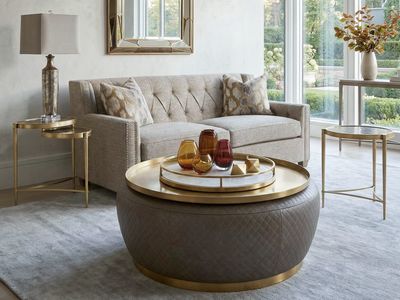 Heritage Nailhead Sofa, Oatmeal Beige