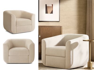 Aria Curve Barrel Armchair, Cream-beige
