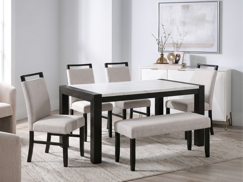 6 pc  Axis Block Faux Marble Dining Set