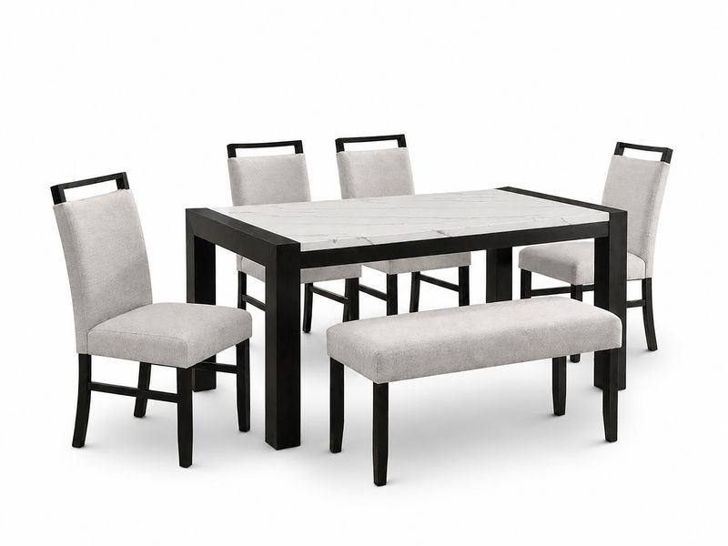 6 pc  Axis Block Faux Marble Dining Set