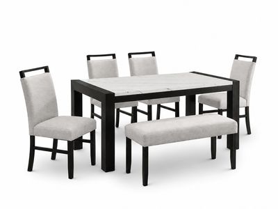 6 pc  Axis Block Faux Marble Dining Set