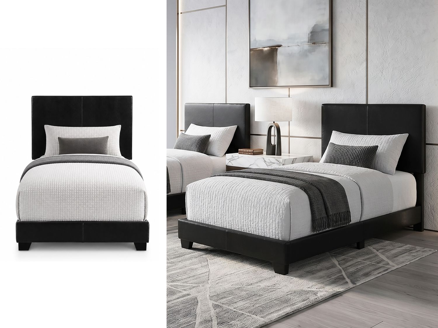 Midnight Frame Twin Upholstered Bed