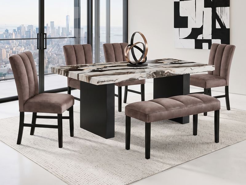 6 pc Vein Structure Dining Set, Brown