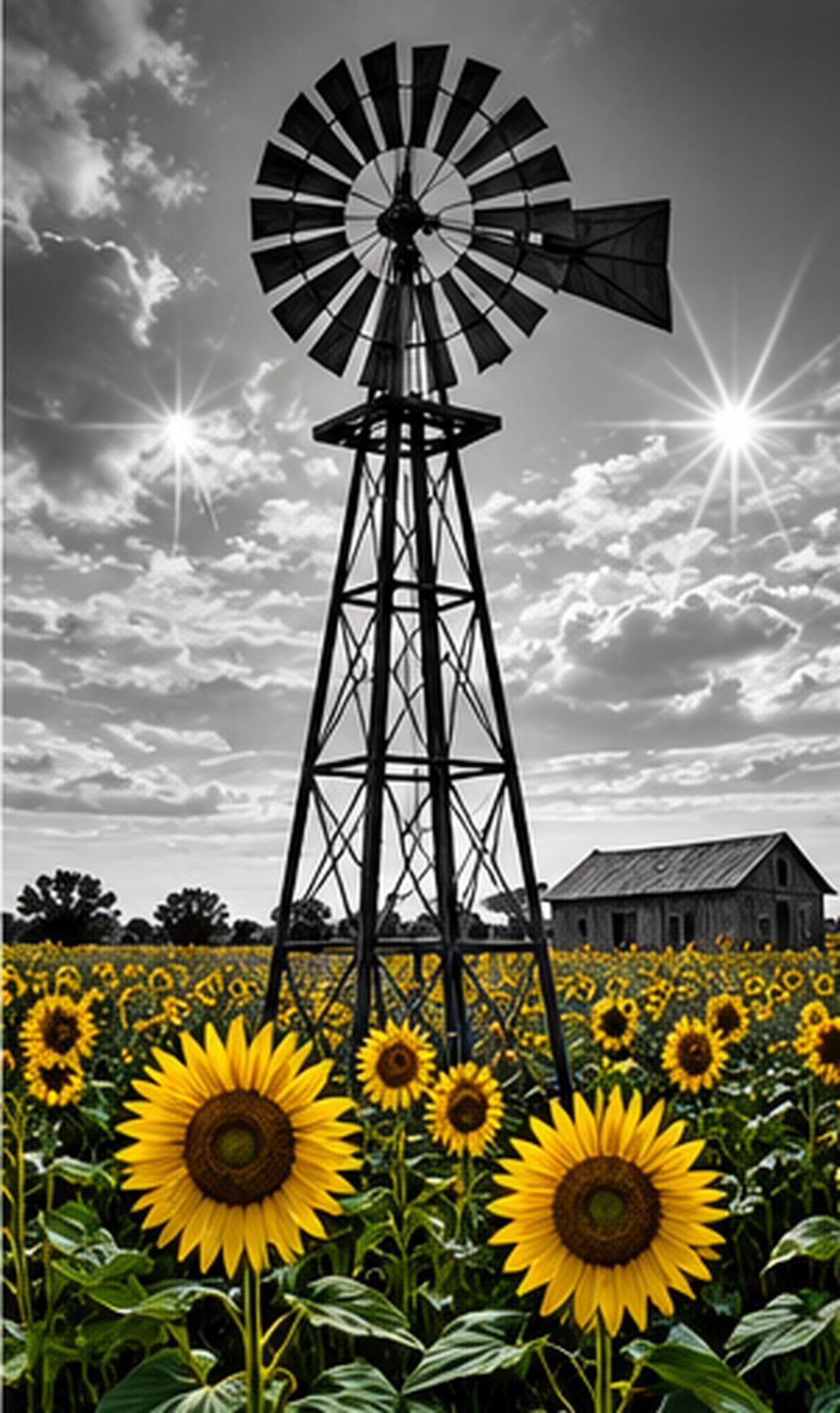 Kansas Windmill Sunflower
