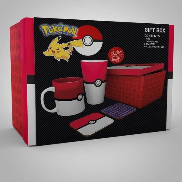 Pokemon Pokeball Gift Set (XXL Glass + Mug + 2 Coasters)