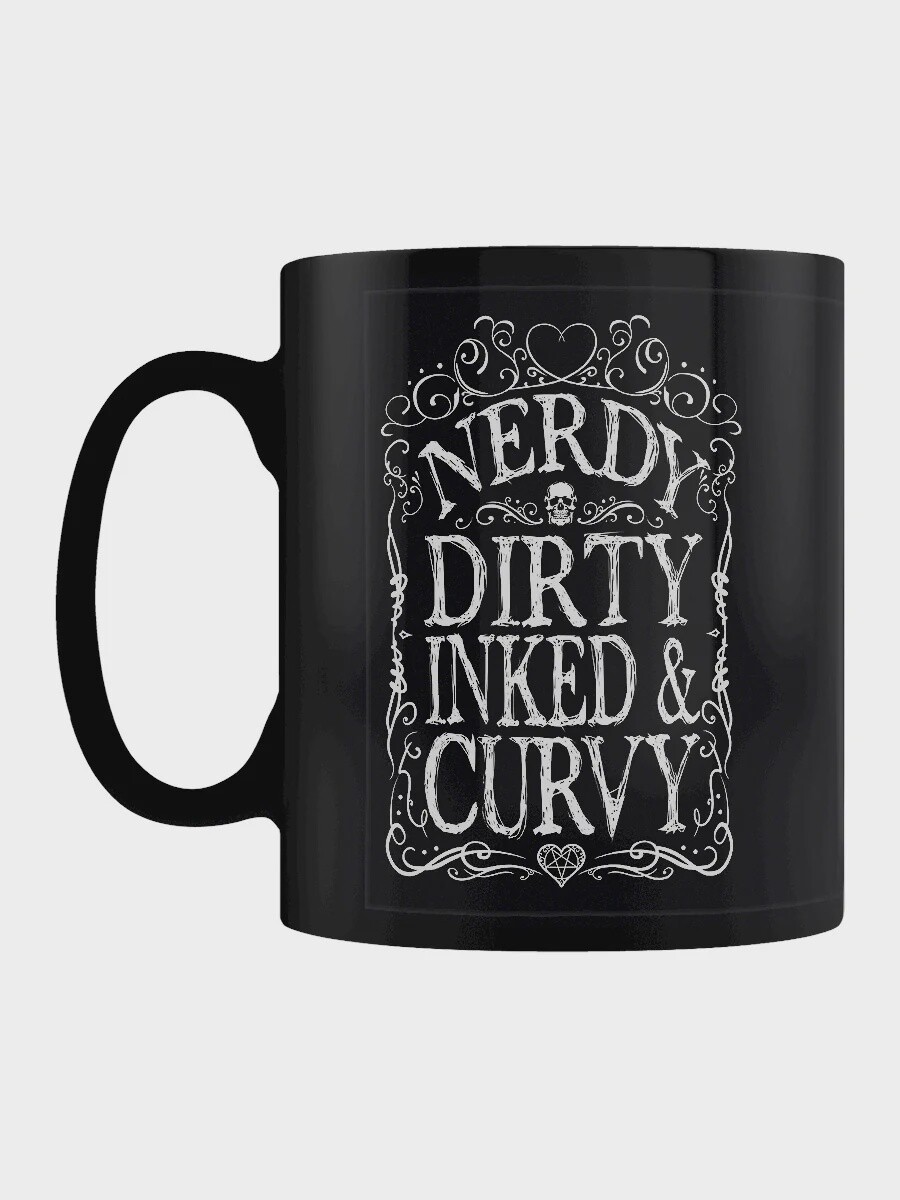 Nerdy Dirty Inked &amp; Curvy Black Mug