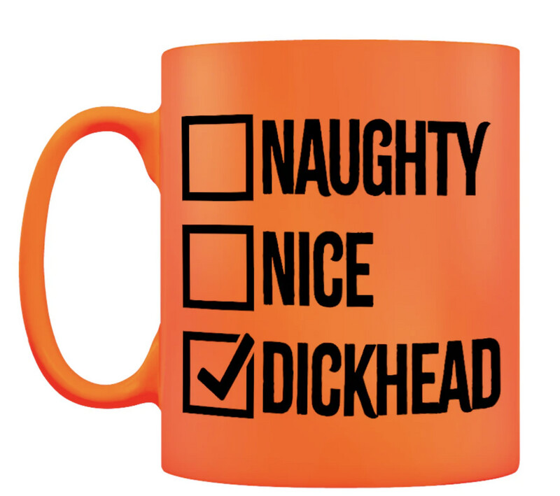 Naughty Nice Dickhead Christmas Orange Neon Mug
