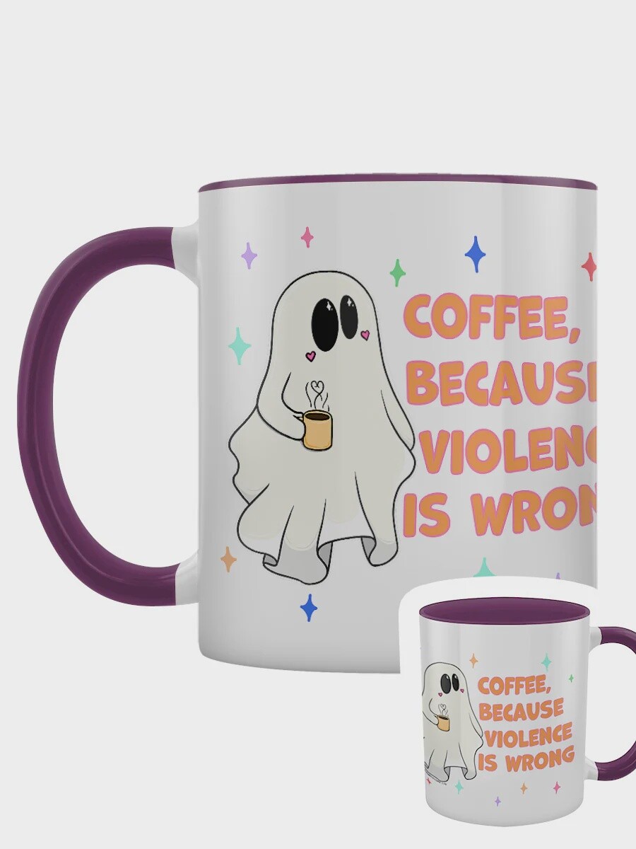 Galaxy Ghouls Coffee, Because Violence Is Wrong Purple Inner 2-Tone Mug
