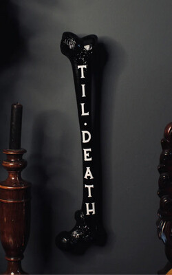 Til Death Engraved Femur Bone | Black Bone, Gold Text