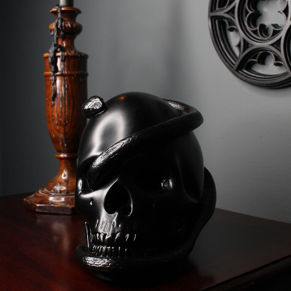 Black Snake Skull Ornament